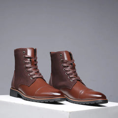 Men's Trendy Color-Block Pointed-Toe Warm Boots