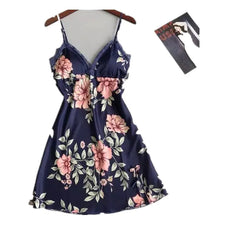Sexy Women's Floral Ice Silk Sleepwear Nightgown
