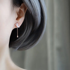 S925 Silver Butterfly Earrings - Long Fashionable Design
