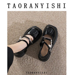 Spring 2024 Women's Chunky Heel Pearl Mary Janes