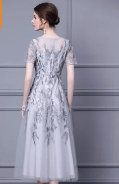 2020 Summer New Dress, Embroidered Mesh Midi Dress
