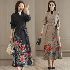 Fimina 2020 Fall Winter Suede Long Coat for Women