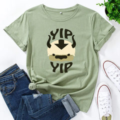 Cotton Loose Round Neck Short Sleeve T-Shirt for Women