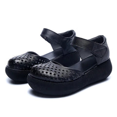 Thick Sole Leather Sandals for Women - Retro Casual Style