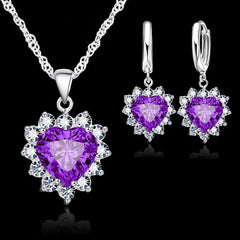 Heart-shaped earrings necklace jewelry set
