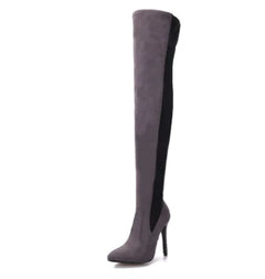 Knee-High Stiletto Long Boots with Patchwork Design