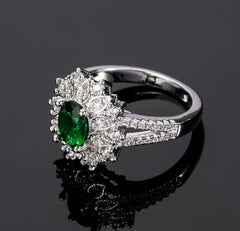 Green Zircon Decorative Ring Jewelry