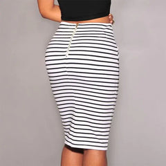 High-Waisted Striped Bodycon Skirt for Women