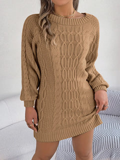 Solid Color Twist Lantern Sleeve Woolen Skirt
