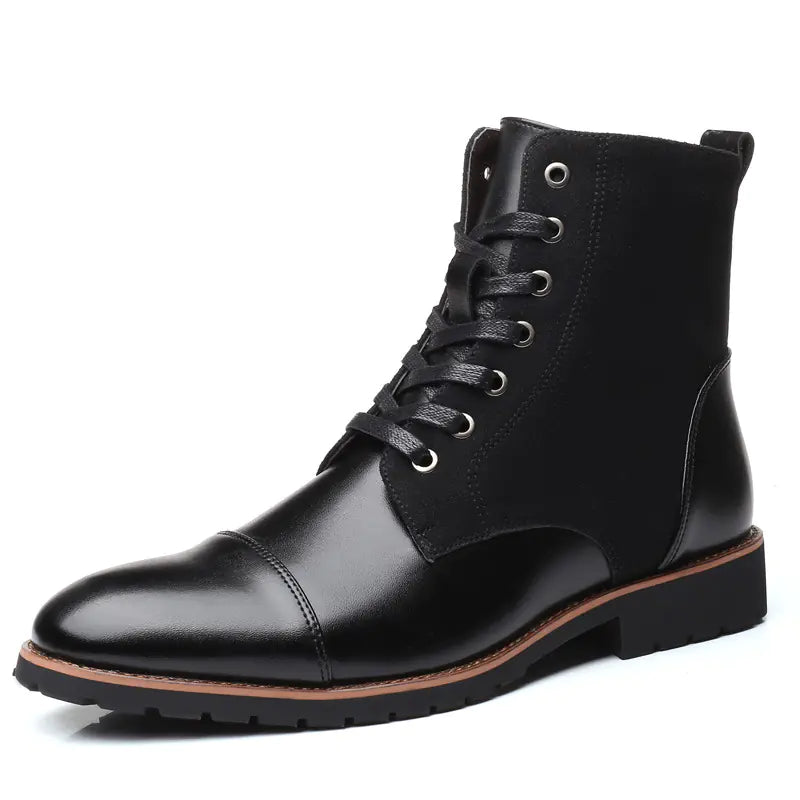 Men's Trendy Color-Block Pointed-Toe Warm Boots