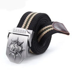 Men's Skull Automatic Buckle Canvas Belt (Wholesale)