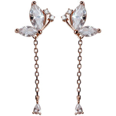S925 Silver Butterfly Earrings - Long Fashionable Design