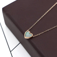 X2-303-1 Japanese and Korean Lace Heart Necklace in 14K Rose Gold