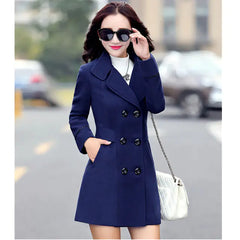 Women's Long Thin Woolen Coat in Spring Style