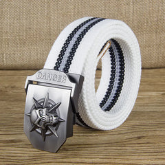 Men's Skull Automatic Buckle Canvas Belt (Wholesale)