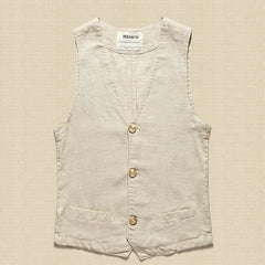 Men's Linen Vest and Cotton-Linen Sleeveless Jacket