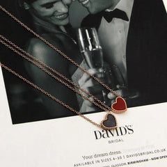 X2-303-1 Japanese and Korean Lace Heart Necklace in 14K Rose Gold