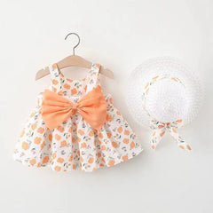 Summer Baby Girl Beach Princess Dress with Bow & Flowers
