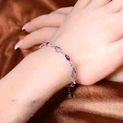 925 Silver Wing Amethyst Bracelet for Women