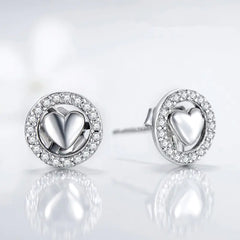 S925 Silver Heart Stud Earrings for Women