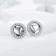 S925 Silver Heart Stud Earrings for Women