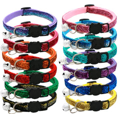 Adjustable Colorful Cat Collar with Bell for Pets