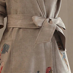 Fimina 2020 Fall Winter Suede Long Coat for Women