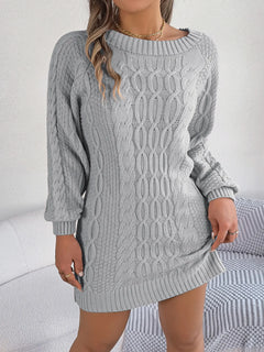 Solid Color Twist Lantern Sleeve Woolen Skirt
