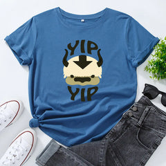 Cotton Loose Round Neck Short Sleeve T-Shirt for Women