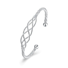 Silver Minimalist Line Bracelet - Fashionable Mesh Design