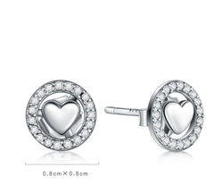 S925 Silver Heart Stud Earrings for Women