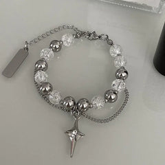 Asterism Cross Stitch Ice Crack Beads Bracelet for Women