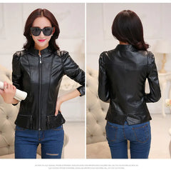 2020 Spring Autumn Women's Short PU Leather Jacket