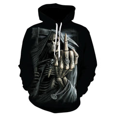 2019 Men's Hoodie with 3D Skull Print and Hood