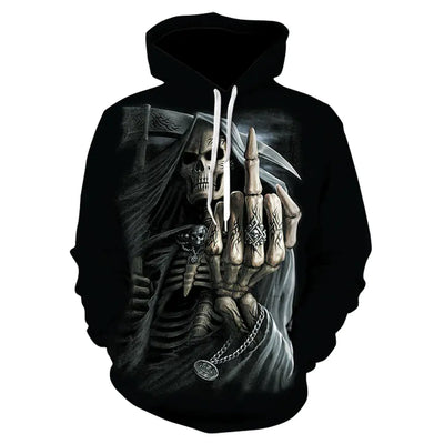 2019 Men's Hoodie with 3D Skull Print and Hood